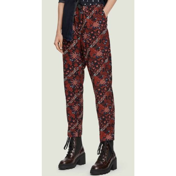 New Anthropologie Scotch & Soda Hanley Trousers $125 SMALL Floral Elastic Waist - Picture 1 of 7